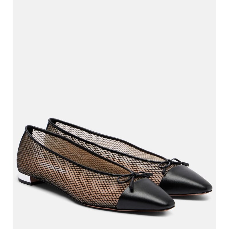 Aquazzura Gioia mesh and leather ballet flats