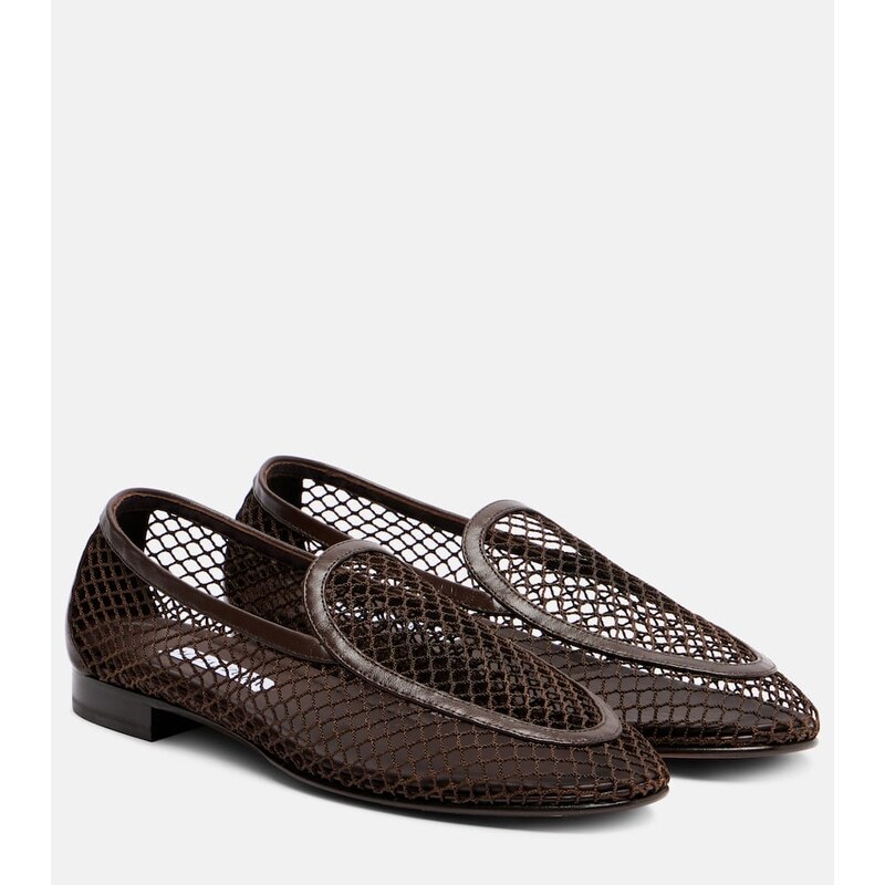 Aquazzura Saint Germain leather-trimmed moccasins