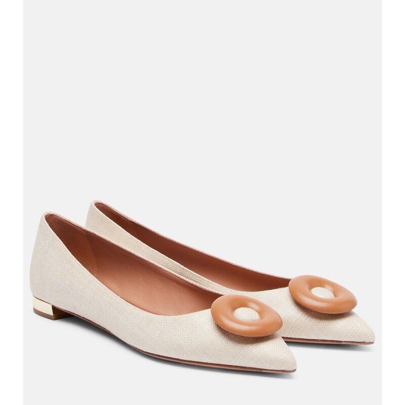 Aquazzura Hoop leather-trimmed ballet flats