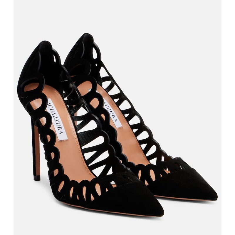 Aquazzura Peep 105 scalloped leather pumps