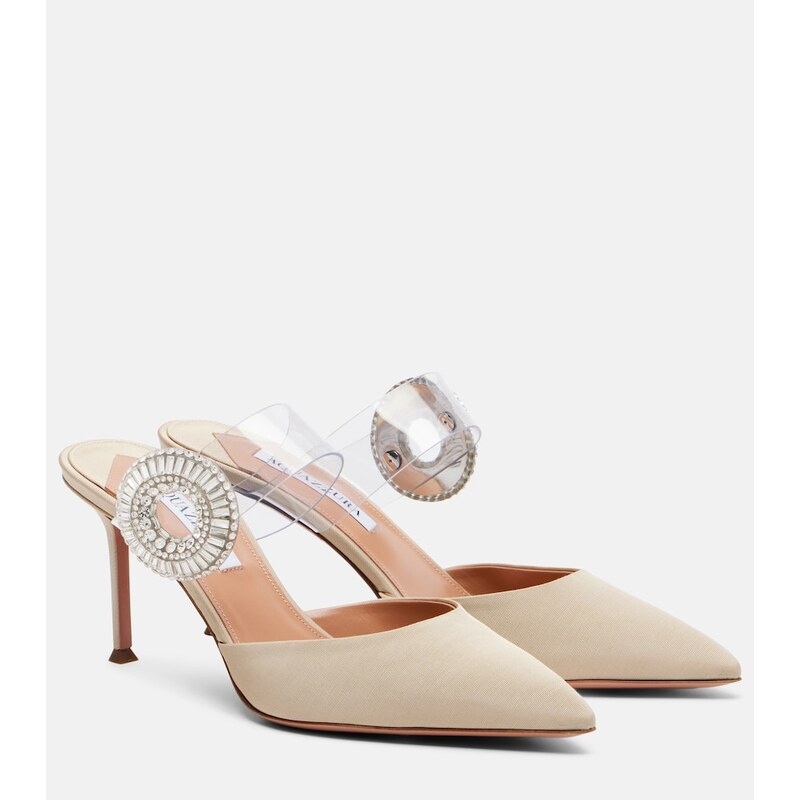 Aquazzura Crystal Hoop embellished PVC mules