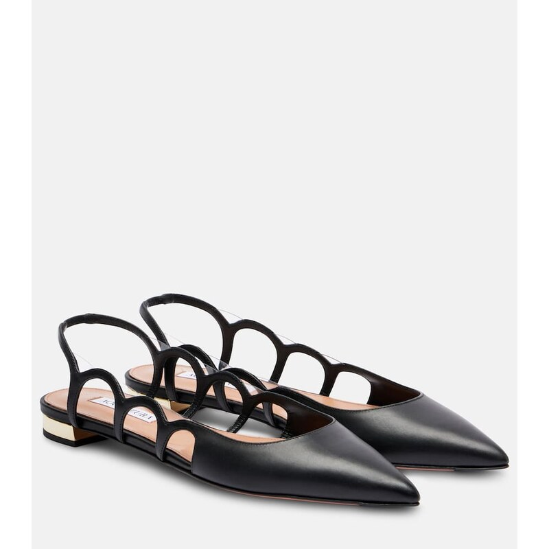 Aquazzura Endless Love leather slingback flats