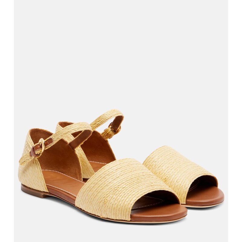 Staud Catharine raffia and leather sandals