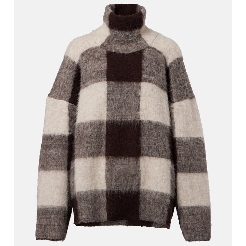 Proenza Schouler Kai checked alpaca-blend turtleneck sweater