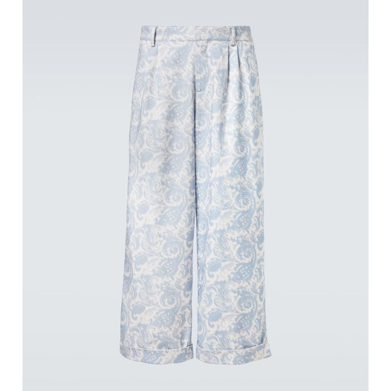Commas Printed cotton-blend wide-leg pants