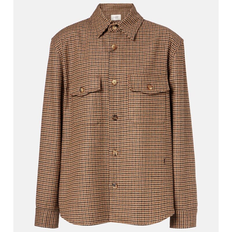 Dámská košile Saint Laurent Houndstooth v hnědé barvě