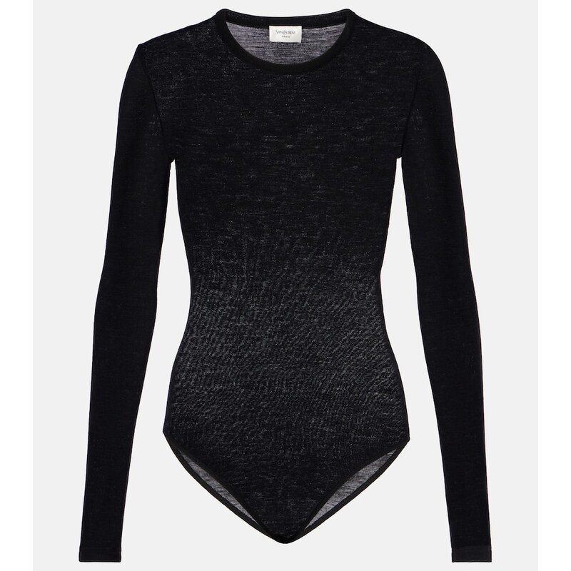 Saint Laurent černý vlněný bodysuit, přední pohled
