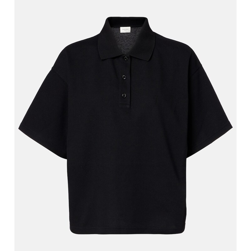 Saint Laurent Cassandre cotton-blend piquÃ polo shirt