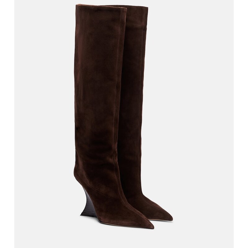 Paris Texas Nina suede knee-high wedge boots