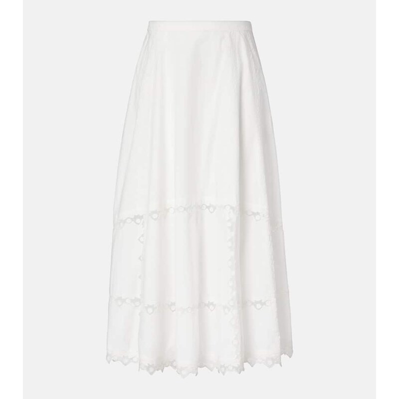 Ulla Johnson Lucia embroidered cotton midi skirt