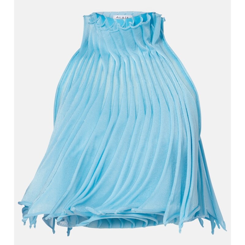Alaïa Pleated mesh crop top