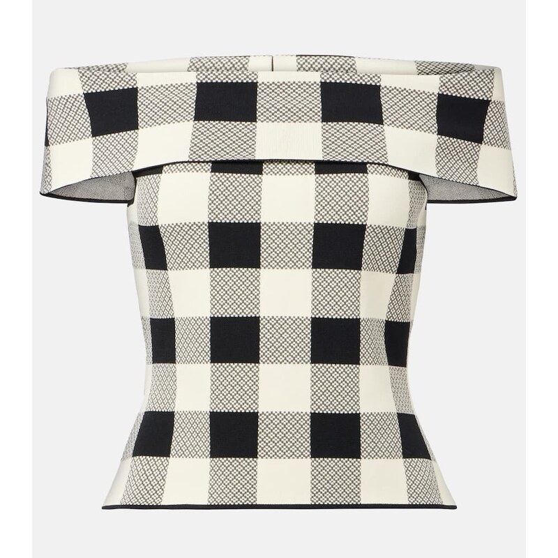 Posse Pippa checked off-shoulder top