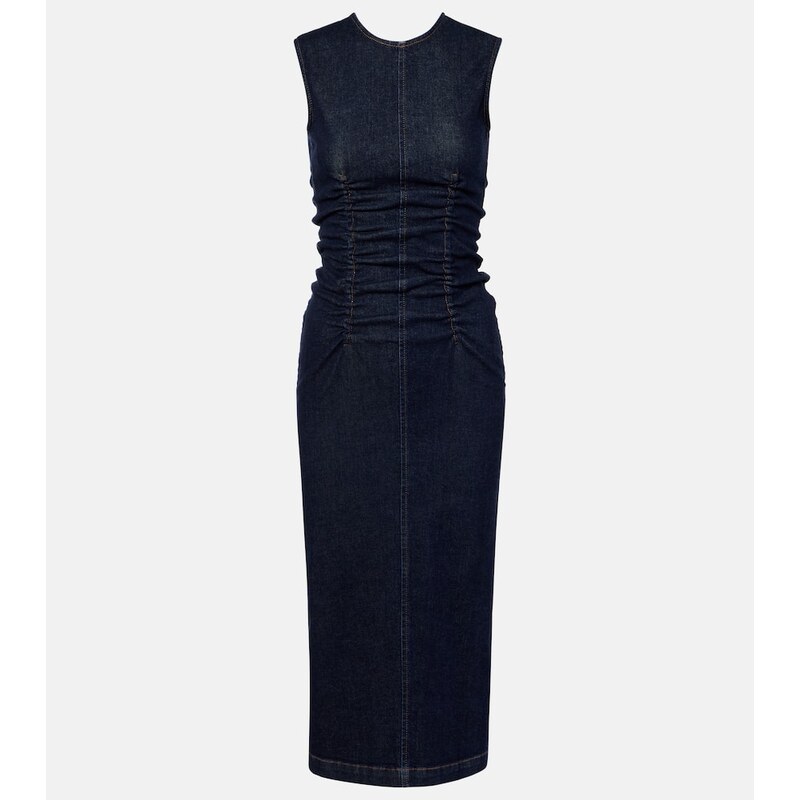 Sportmax Voto ruched denim midi dress