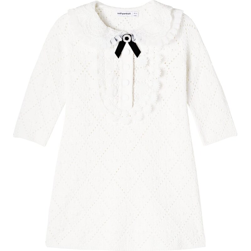 Self-Portrait Kids Lacee-trimmed pointelle dress