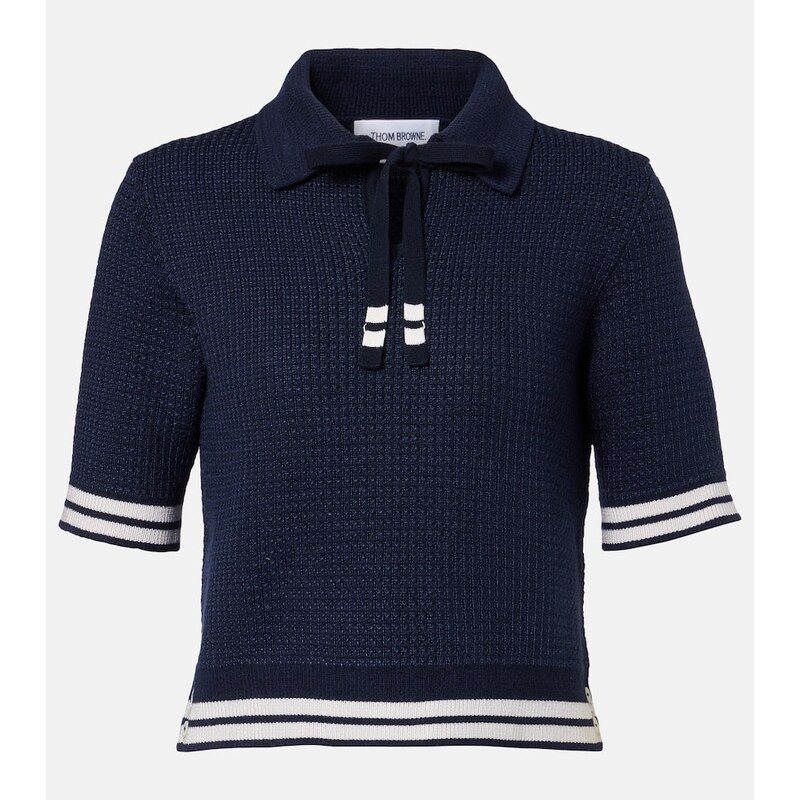 Thom Browne Silk-blend polo shirt