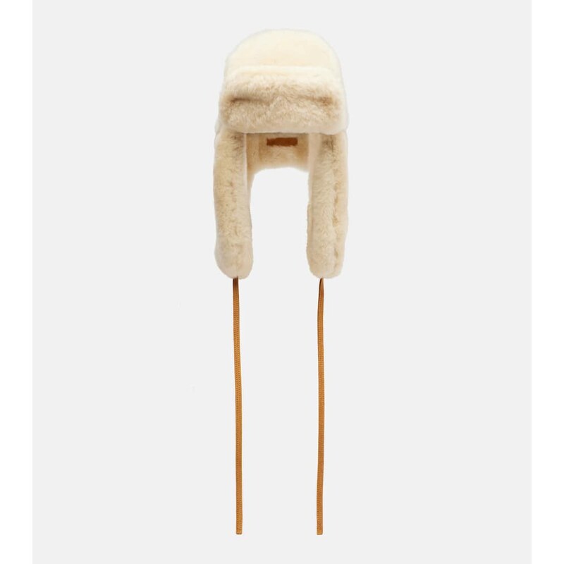 Jacquemus Chapka leather-trimmed shearling hat