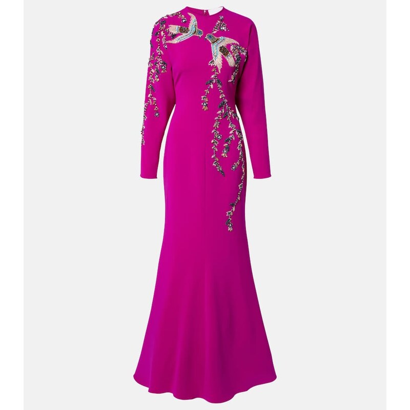 Costarellos Marla crystal-embellished crÃªpe gown
