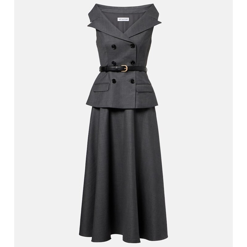 Self-Portrait Wool-blend midi dress