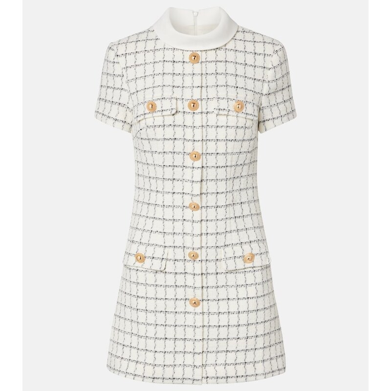 Self-Portrait Checked bouclÃ minidress