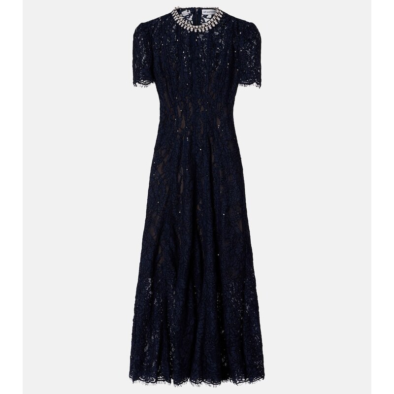 Self-Portrait Embellished lace midi dress