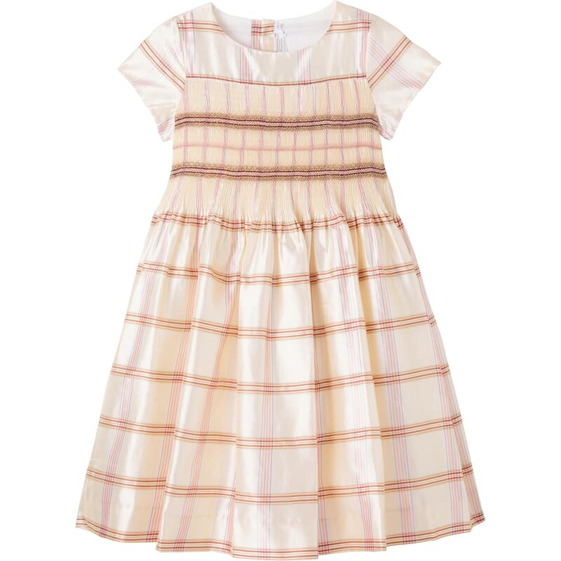 Bonpoint Duchesse checked smocked silk dress