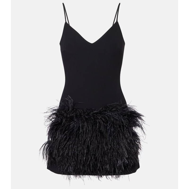 David Koma Feather-trimmed minidress