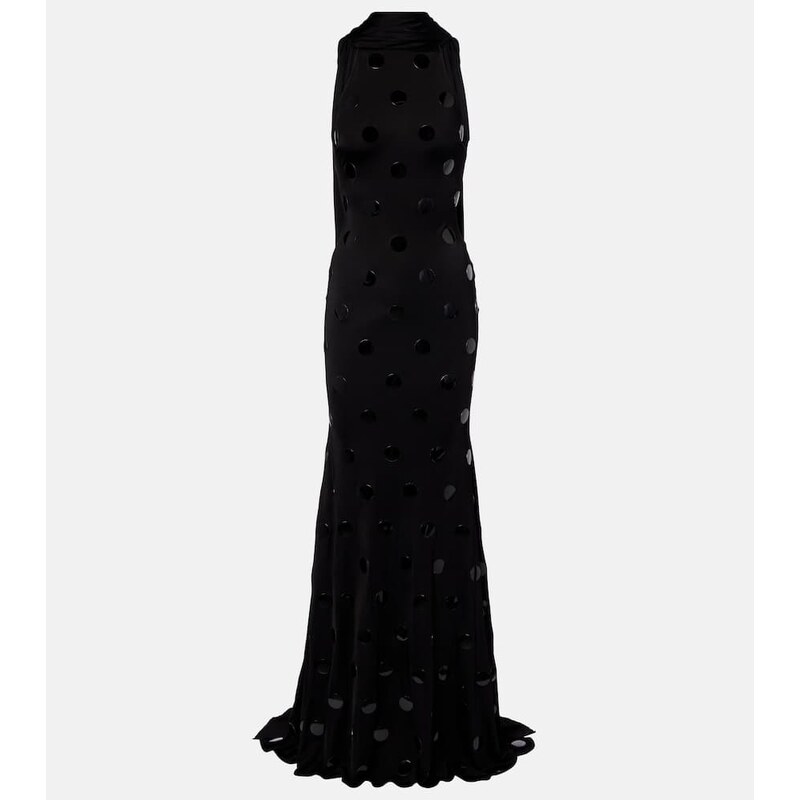 David Koma Embellished scarf-detail jersey gown