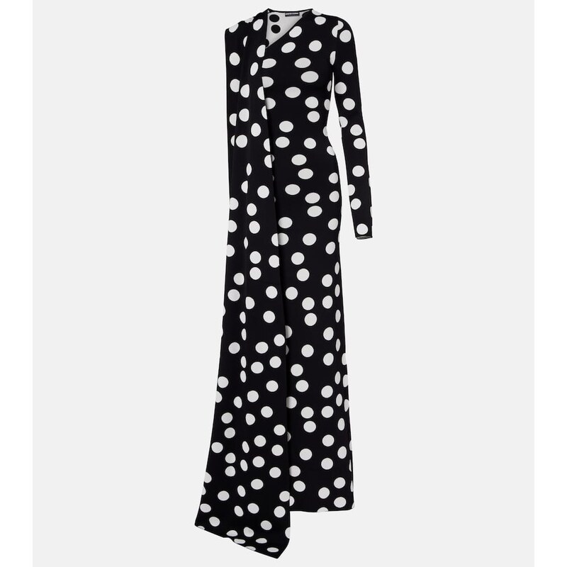 David Koma Polka-dot scarf-detail gown