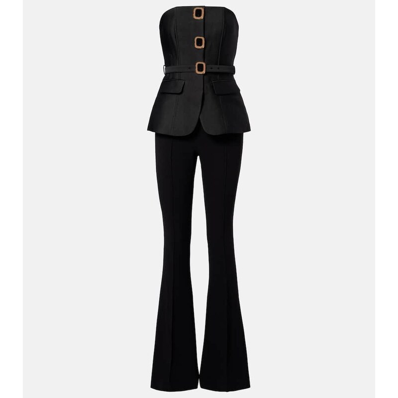 Self-Portrait Embellished strapless taffeta jumpsuit
