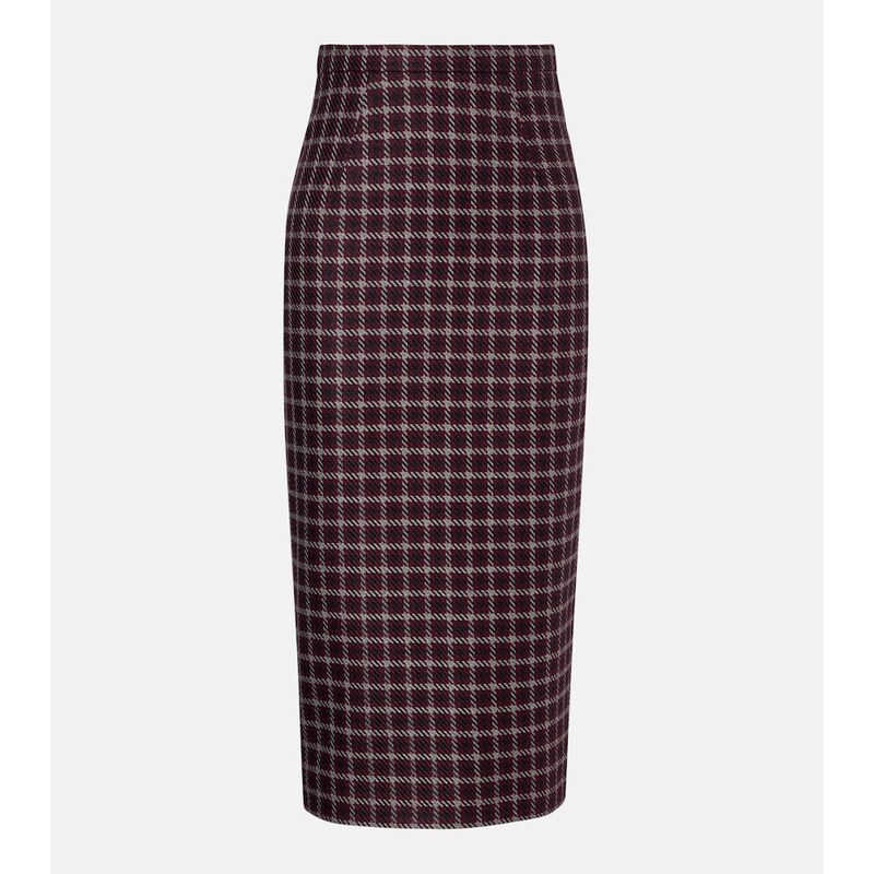 Emilia Wickstead Lorelei houndstooth genzianella pencil skirt