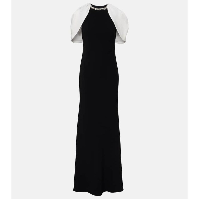 Roland Mouret Embellished caped satin crÃªpe gown