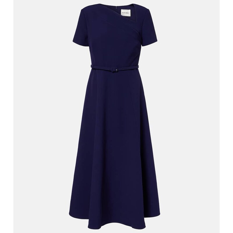 Roland Mouret Asymmetric belted crêpe midi dress