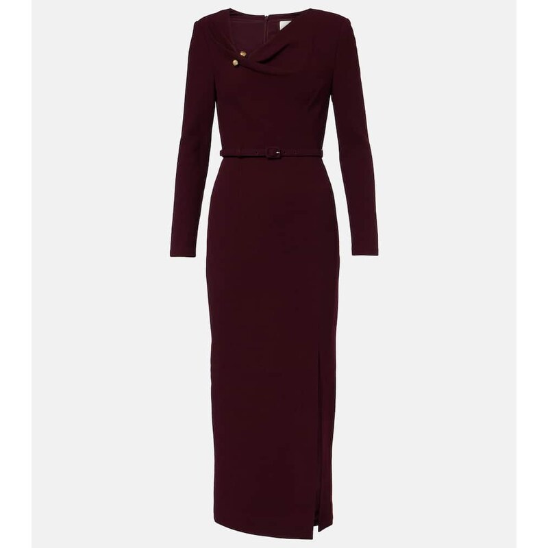 Roland Mouret Draped belted wool crÃªpe midi dress