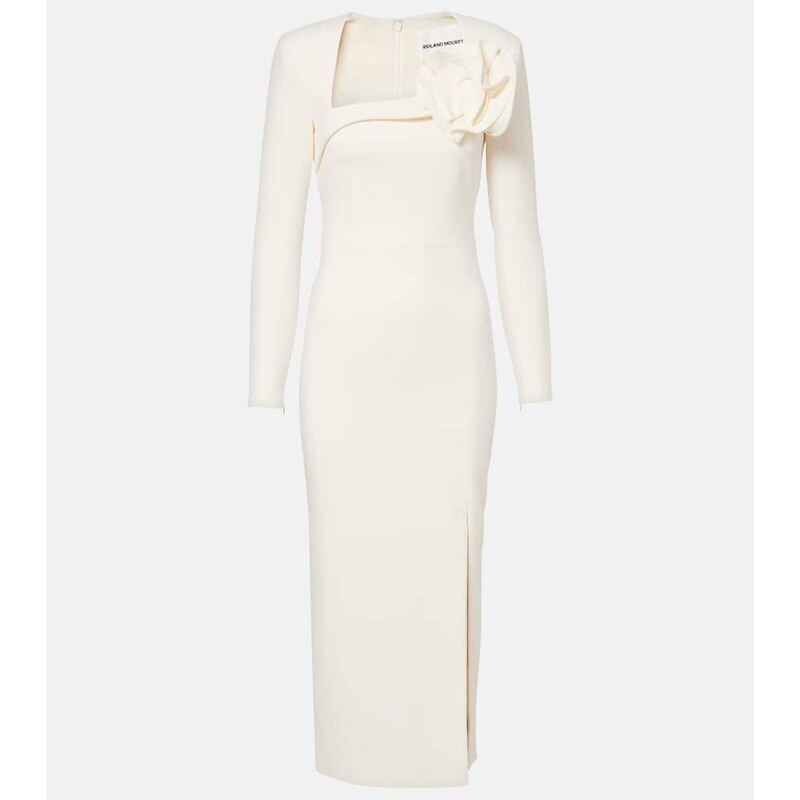 Roland Mouret Floral-appliquÃ crÃªpe midi dress