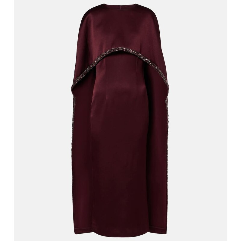Roland Mouret Embellished caped satin crÃªpe midi dress