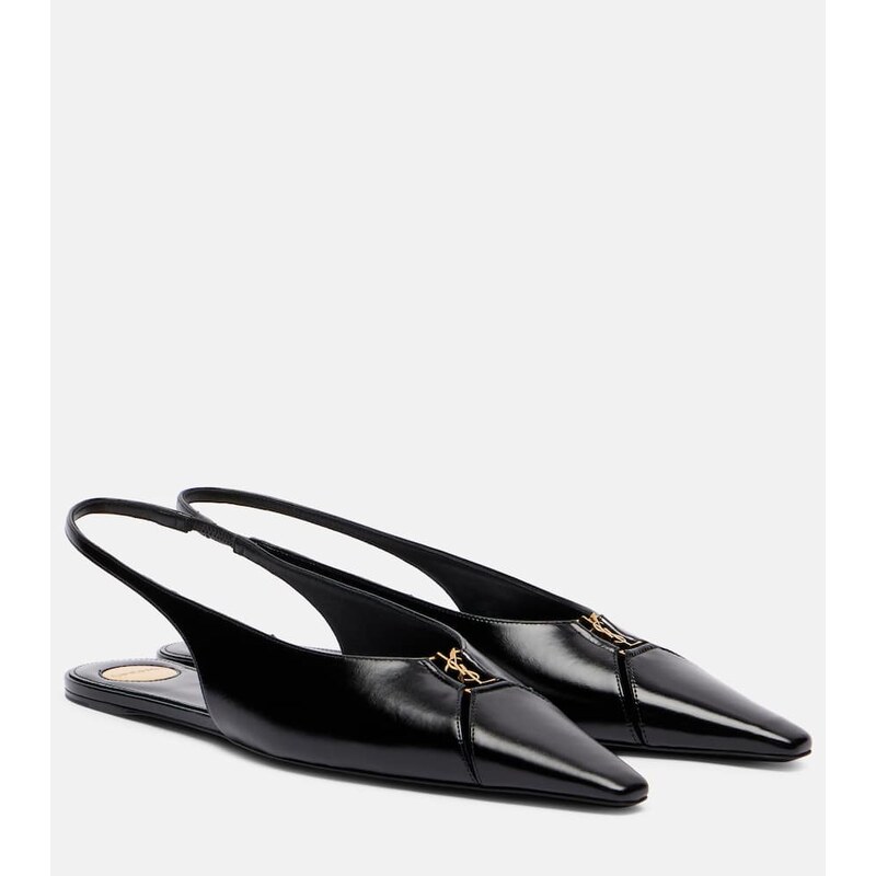 Saint Laurent Babylone leather slingback flats