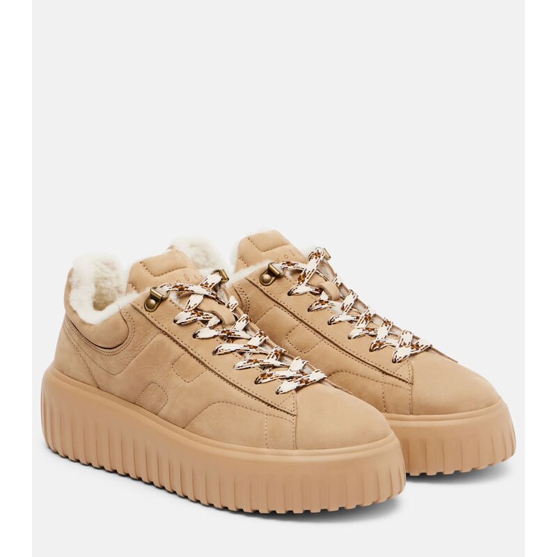 Hogan H-Stripes shearling-lined suede sneakers