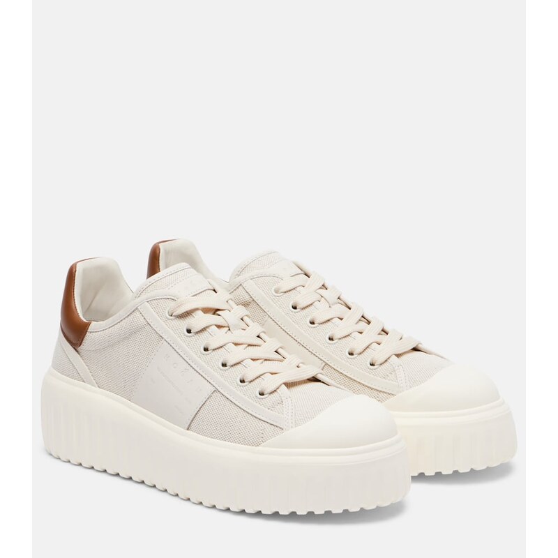 Hogan H-stripes canvas and leather sneakers