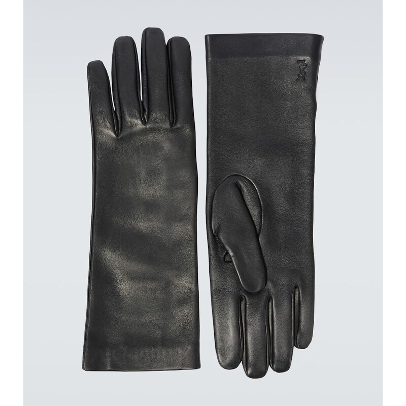 Rukavice Saint Laurent Cassandre z černé kůže