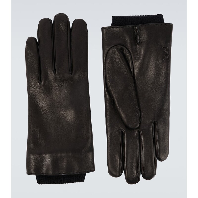 Černé rukavice z kůže Saint Laurent Cassandre