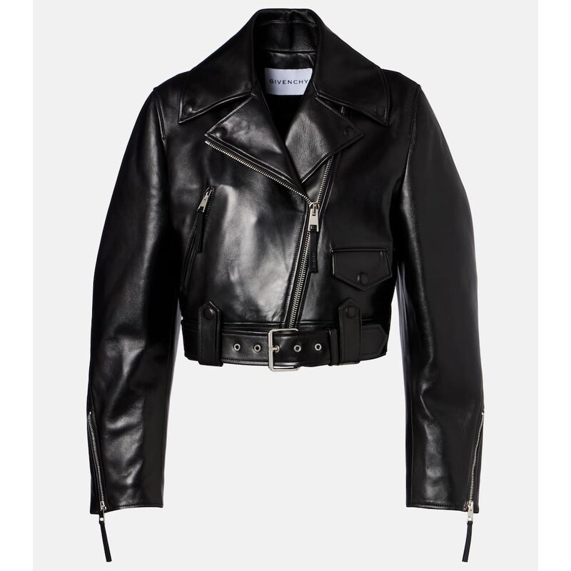 Kožená biker bunda Givenchy Cocoon v tmavě černé barvě