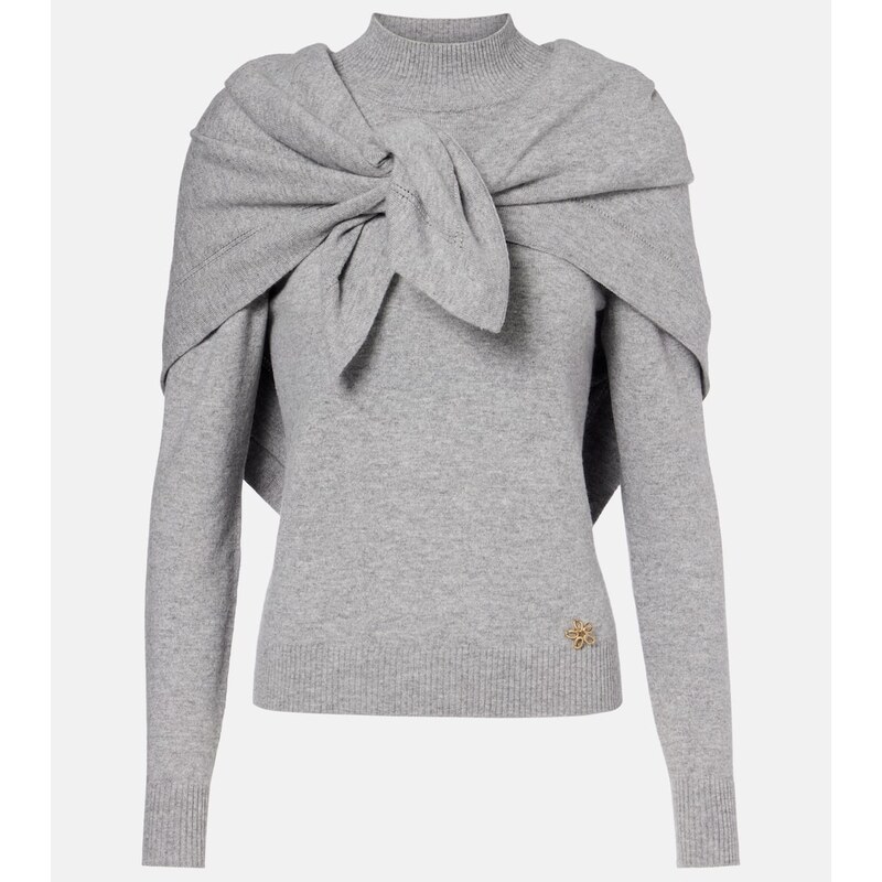Oscar de la Renta Scarf-detail cashmere sweater
