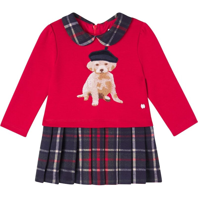 Patachou Baby embroidered pleated cotton dress