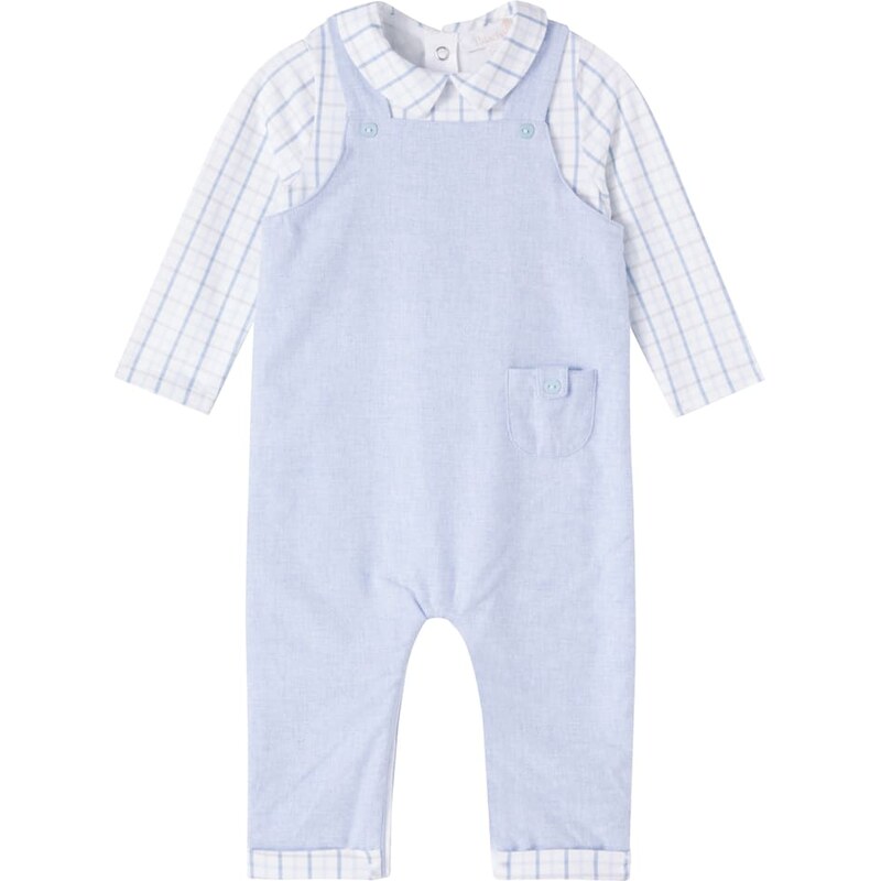 Patachou Baby cotton shirt and overalls set