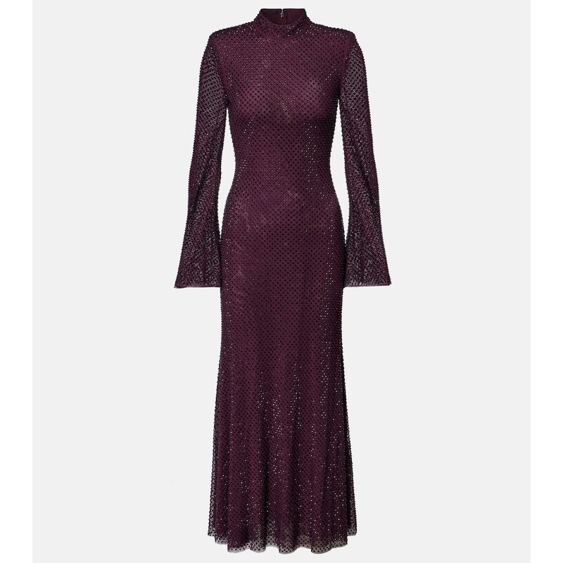 Self-Portrait Rhinestone mesh maxi dress
