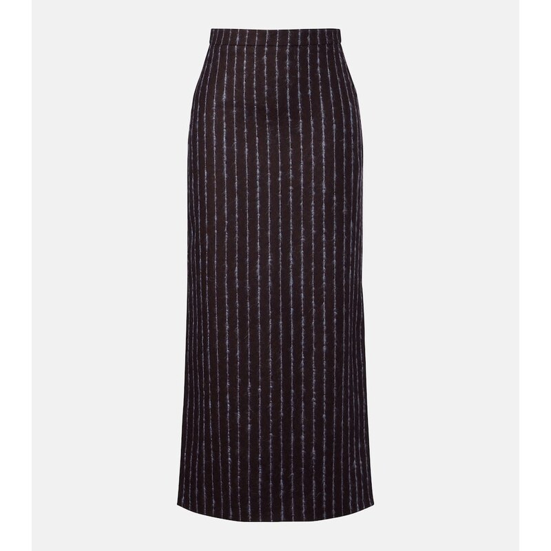 Erdem Pinstripe wool and mohair pencil skirt