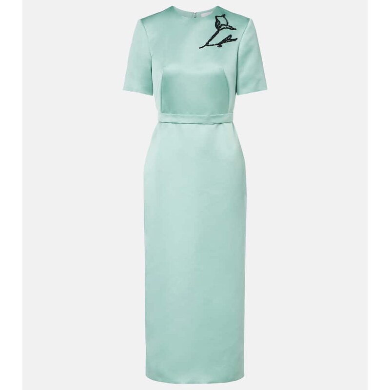 Erdem Floral belted duchesse satin midi dress