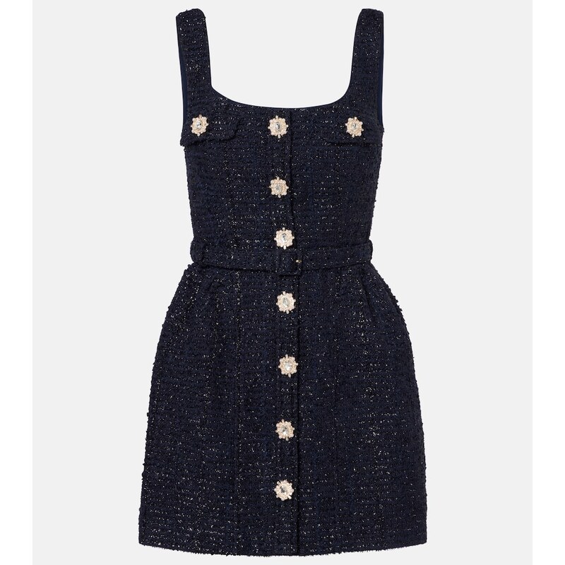 Self-Portrait Belted bouclÃ minidress