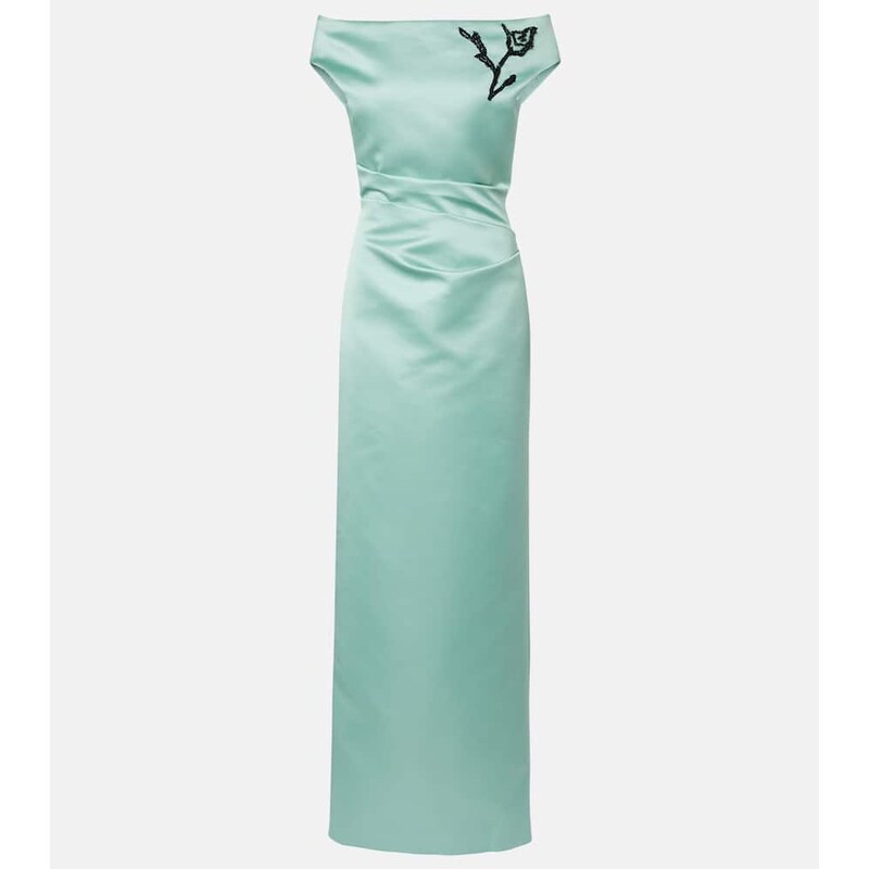 Erdem Floral off-shoulder duchesse satin gown