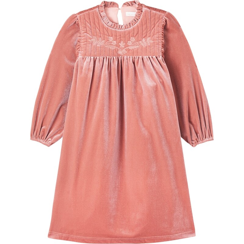 Cera Una Volta Domitilla embroidered ruffled velvet dress